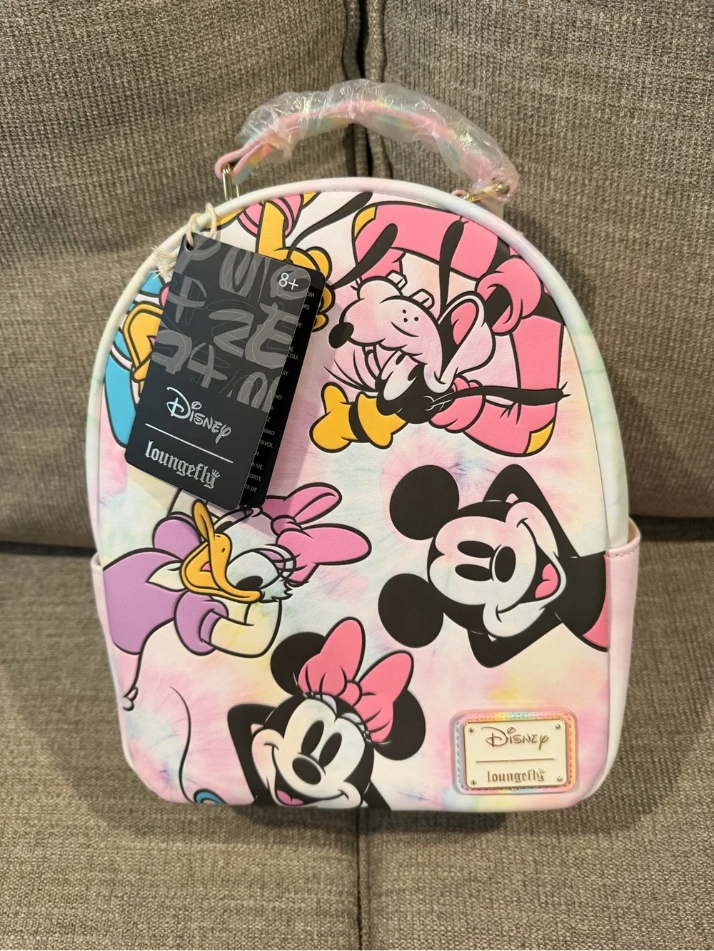 NEW- Loungefly Disney Pastel Minnie & Friends Kids Mini Backpack - Pink Tie-Dye